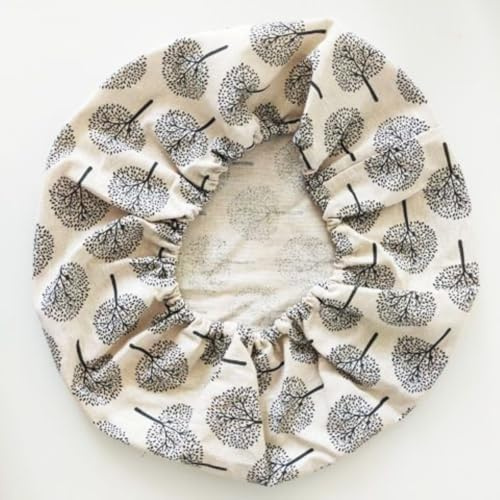 Haklein Abnehmbarer Bezug für Bodensitzkissen, rund, Baumwolle und Leinen, Meditationsbodenpolster, Schonbezug, gewebtes Strohkissen, Fußhocker-Schutz (Baum, Durchmesser 60 cm, Höhe 20 cm)