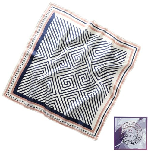 ZhaoCo 100 % naturlig mullbärssilke, 70 x 70 cm/27,5 x 27,5 tum sidenscarf grafiskt tryck liten mjuk kvadratisk sidenhalsduk för kvinnor, Ss70-020a, 70*70cm