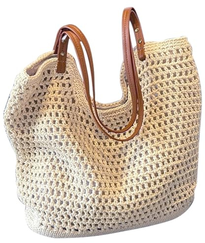 YayaVrillant Geflochtene Tasche, Korbtaschen Damen, Strohtaschen Damen, Korbtasche Geflochten, Basttaschen Sommer, Basttasche Shopper, Korbtasche