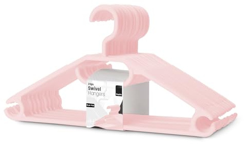 KEPLIN Perchas de plástico Blanco Que ahorran Espacio, Paquete de 20 Unidades, Gancho Giratorio Resistente para Ropa, Abrigos, Vestidos, Camisas, Chaquetas, Pantalones, Antideslizantes, con Gancho