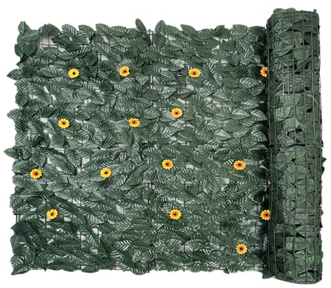 Leaf Privacy Fence, Artificial Ivy Leaf Hedge Fence Screen, Evergreen Leafs Decorative, Expandable Fences Privacy Screen for Balcony Patio Outdoor
