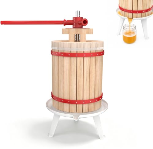 LILIIN 18L Obstpresse Fruchtpresse aus Buchenholz, manuelle Weinpresse Saftpresse Maischepresse Obstmühle, inkl. Presstuch, Handhaben(18L, Obstpresse)