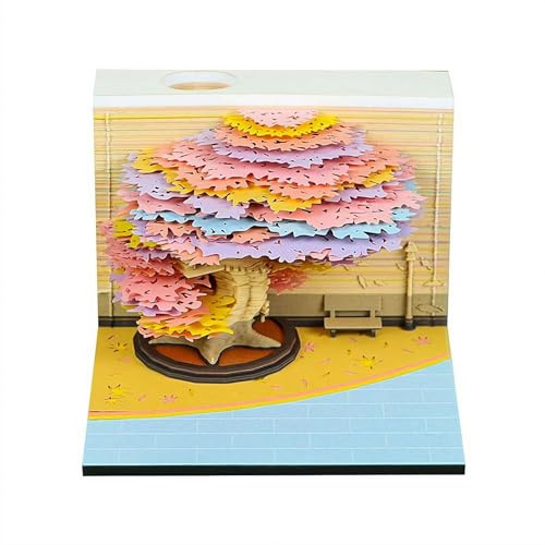 3D-Kalender 2026, Zeitmess-Kalender – 2026 Schreibtischkalender Vier Jahreszeiten Baum – 3D-Papierschnitzkunst Notizblock Notizblock Geschenk für Weihnachten Einweihungsfeier Desktop Dekoration