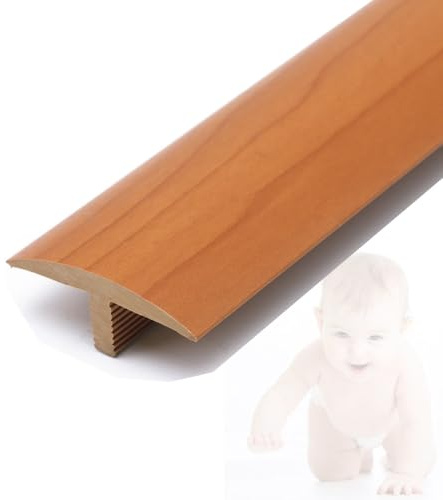 AGKANVCVNT T-Profil Übergangsprofil Bodenleisten, Zuschneidbare Übergangsschiene 40mm, Holzmaserung Boden Abdeckleisten Für Büro Hotel Haustüren, Selbstklebend, 90cm(Cherry)