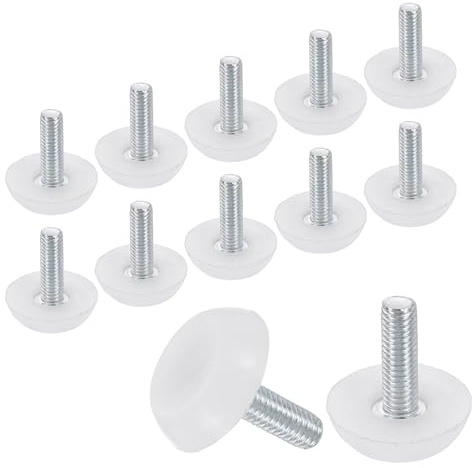 QUARKZMAN 12 st M6-gängade justerbara möbelfötter, 23 x 20 mm, justerbara möbelfötter, möbelfötter för stolar, bänkben, vita