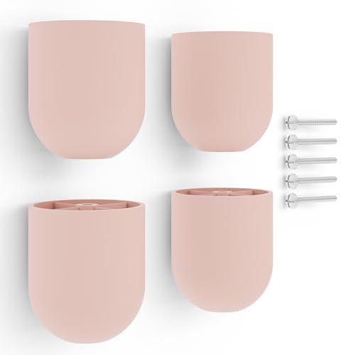 Poliplast - Set da 4 Piedini, Design rotondo per Armadio e Soggiorno, Articolo 750, Verniciato a mano, Colore Rosa Salmone