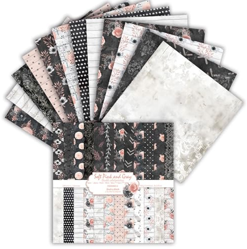 Oriental riverkit 24 Blatt Doppelseitiges Scrapbook Papier, Schwarz/Weiß | 15,2 x 15,2 cm, Muster Papier, Bastelpapier Muster, Dekorpapier, Papier mit Muster für DIY Fotoalbum und Scrapbook Dekoration