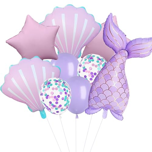 DazzJoy Meerjungfrau Luftballon Tiere Ballons Lila, Meerjungfrauen Luftballons Tiere Kindergeburtstag, Meerjungfrauen Ballon Tiere für Meerjungfrau Geburtstag Deko, Unterwasserwelt Kindergeburtstag
