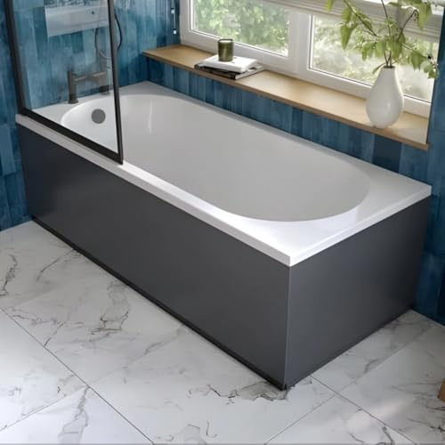 Bathcenter 100% Waterproof Bath Panel - Size & Colour Options (Grey Gloss, 1700mm)