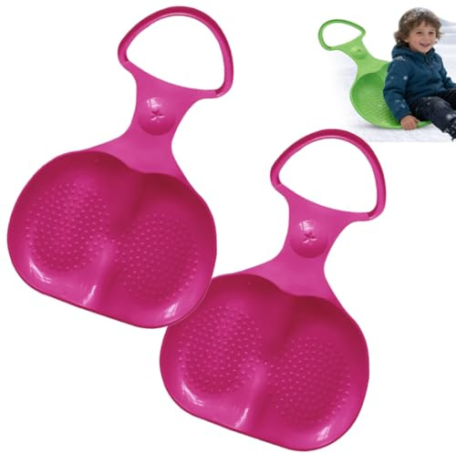 Pack of 2 Snow Slider, Snow Sledge Boards with Anti-slip Protrusions, Sled for Children, with Handle, Plastic SnowPlates for Adults and Children Winter Outdoor Sports (2pc-D)