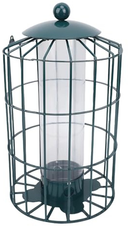 Hamwesh Caged Bird Feeder, Metal Squirrel Proof with Clear Tube for Outdoor Hanging