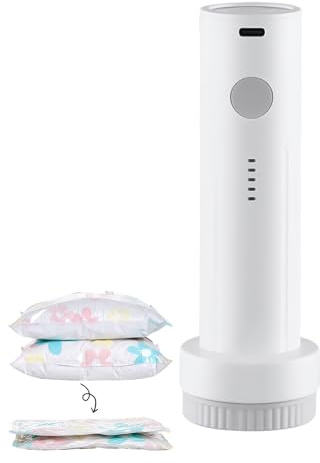 Vacuum Pump for Storage Bags,6000Pa Cordless Electric Sealing Machine - 25W USB Rechargeable Vacuum Pump,for Home Clothes Blankets Shirts Coats Scarves Jackets Pants Travel
