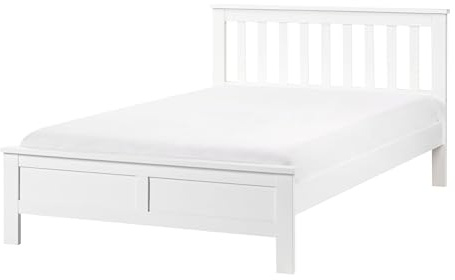 Beliani Cama de Madera Estilo Tradicional 120 x 200 cm somier de Listones Blanco Mayenne