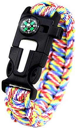 MansWill 5 in 1 Survival Armband, Neue 7 Kern Paracord Notfall Sport Bracelet Ausrüstung Wasserdichter Kompass, Rettungspfeife, Feuer Starter Multi-Tool Wilderness Adventure Zubehör