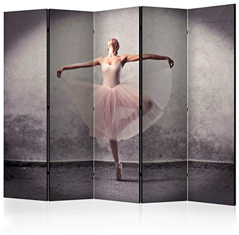 decomonkey Paravent Raumteiler Innen Ballett, 225x172 cm, 5-teilig, Tanzen | Einseitig, Wohnzimmer, Room Divider, Wall, Raumteiler Stehend, Trennwand, Sichtschutz, Spanische Wand, Sichtschutzwand, Holz