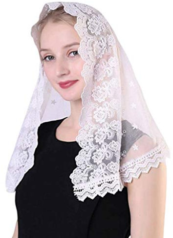 Spitzen-mantilla-schleier Katholischer Kirchenschal für Damen Kapellenschleier Lateinische Messe Spitzenhalstuch Zufälliges Muster