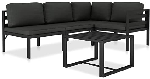 vidaXL Gartenmöbel 5-TLG. mit Kissen Sitzgruppe Lounge Sofa Garten Garnitur Gartenset Gartensofa Sitzgarnitur Ecksofa Mittelsofa Aluminium Anthrazit