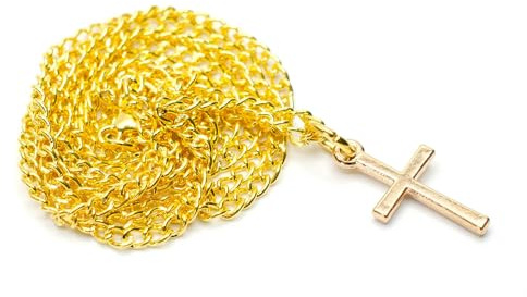 Miniblings Cross Necklace - Handmade Fashion Jewelry I Chain 60cm Crucifix Hanger Crosses Gothic Punk Chain Gold Golden - Gold-Plated Link Chain