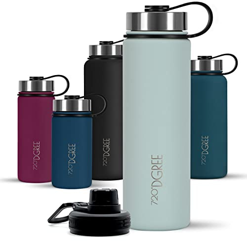 720°DGREE Edelstahl Trinkflasche 710ml “noLimit” - Hält 12h Heiß, 24h Kalt | Auslaufsicher bei Kohlensäure, BPA-Frei - Thermosflasche inkl. Sportdeckel - Ideal für Kinder, Schule, Fitness, Job, Outdoor