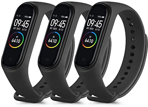 Yisica Correa para Xiaomi Mi Band 4/ 3, 3Pack Coloridos Recambio Silicona Pulseras de Repuesto para Xiaomi Mi Smart Band 4/3 (Negro)