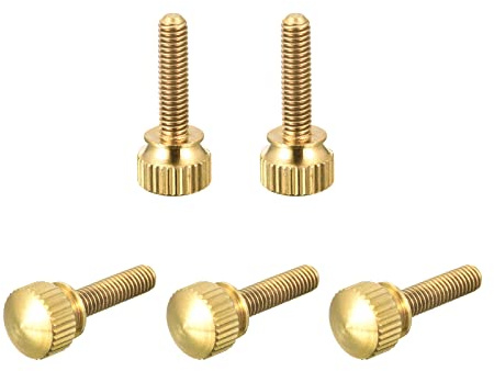 sourcing map 5 Stück Rändelschrauben M4x16mm Messing Schulter Bolzen Stufengriffknöpfe Befestigung für PC Elektronisch Mechanisch
