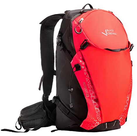 Black Crevice Vandring & cykelryggsäck AORAKI 22 L I högkvalitativ utomhusryggsäck med dricksystem och regnskydd I justerbar skidryggsäck I ergonomisk ryggsäck ryggsäck kvinnor och män, röd, 22 Liter