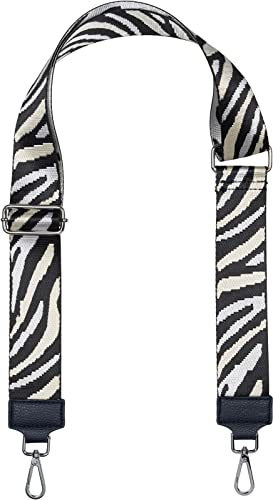 styleBREAKER Breiter Taschen Schulterriemen verstellbar mit Zebra Muster, Wechsel Taschengurt, Handyband, Handykette 02013033, Farbe:Schwarz-Weiß-Creme