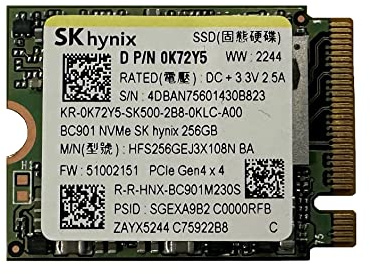 OEM SK Hynix BC901 256 GB M.2 PCI-e GEN 4X4 NVME SSD Unità a stato solido interna 30 mm 2230 Fattore di forma M Key Steam Deck