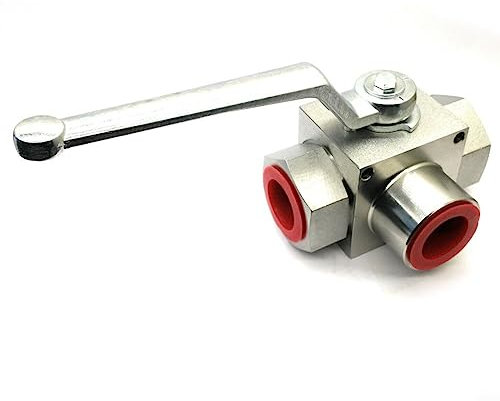 EpheyFIF Hydraulischer Kugelhahn, G3/4 Edelstahl Hydraulischer Hochdruck-Absperrkugelhahn 3 Wege