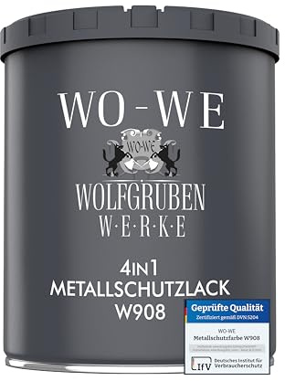 WO-WE Metallschutzlack 4in1 Metalllack Metallfarbe Metallschutzfarbe W908 Silbergrau - 750ml