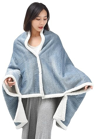 SJTJSPX Schulterschal, wärmend, Decke aus Plüsch, multifunktional, Schulterschutz, Nackenkissen, Winter, Cape, Poncho, warm, Sweatshirt, Auto, Bett, Reise, Büro