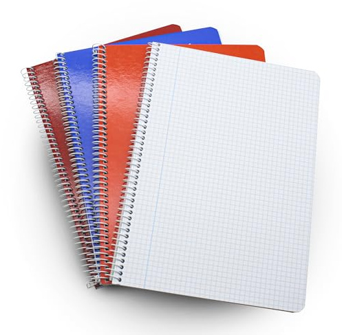 DOJA Barcelona | Notizbuch A5 | Notizheft A5 kariert mit Hardcover | 4er Pack | 210x148mm | 80 Blätter | 4x4 mm | Farbige Notizbücher | Ringbuch fester Einband, Spiralblock, A5 Zufällige Farben