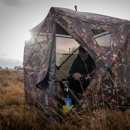 Caruba Kamouflage genomskinligt tält – naturobservation och fotografering – snabb vikning – lämplig för 1–2 personer – 170 x 190 x 190 cm – robust nylonmaterial