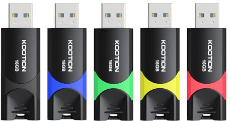 16 GB USB 3.0 Stick 5 Pack, KOOTION USB Memory Flash Drive USB 3.0 Stick 16 GB Thumb Drive USB Drive with LED Indicator for Data Storage Jump Drive (16 GB 5Pack Mixcolor)