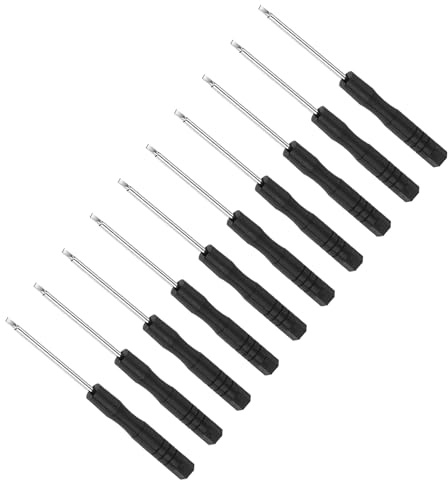 CoCud Kleiner Schlitzschraubendreher, Größe 1,5 mm, Länge 80 mm, Flachschraubendreher aus S2-Stahl mit rutschfestem Griff - für Brillen, Uhren, Elektronik, Computer, 10 Stück