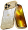 Teageo Wellen Rahmenform Handyhülle für iPhone 13 Pro Max, Mädchen Stilvoll Curly Wellen Form Schutzhülle Galvanisierte Glitzer TPU Kameraschutz Kratzfest Hülle für iPhone 13 Pro Max, Golden