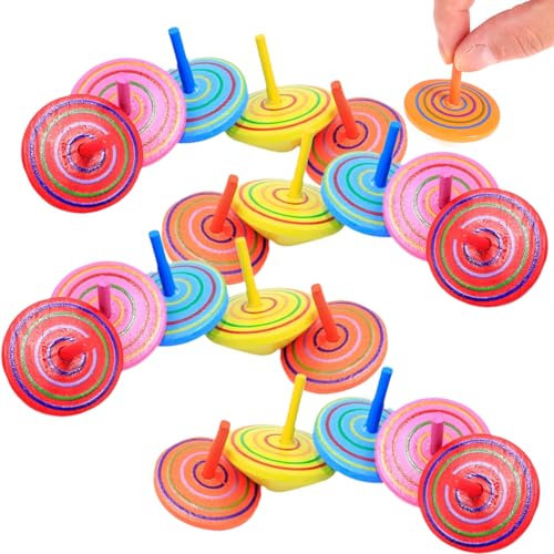 26 Stück Kreisel füR Kinder, Holzkreisel für Kinder, Kreisel aus Holz, Freizeitspielzeug, Spielzeugkreisel Mitgebsel für Kindergeburtstag Gastgeschenke Partybeutelfüller (Zufällige Farbe)