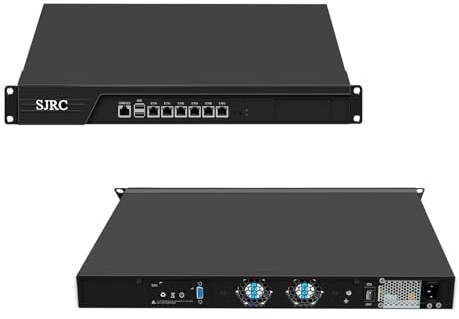 SJRC 19” B250 Core i5 8500 Firewall Hardware LGA 1151, Rackmount 1U Router PC for VPN Server, 19 Zoll Rack OPNsense Appliance with 6 x i225V 2.5GbE, VGA, Barebone No RAM/SSD/OS