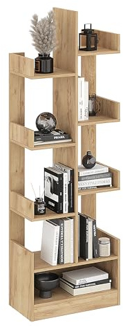KOMTO Bücherregal in Baumform - Regal mit 9 Ebenen, Pflanzenregal, Standregal für Wohnzimmer, Kinderzimmer, Schlafzimmer | Pylos 60 x 180 x 32 cm