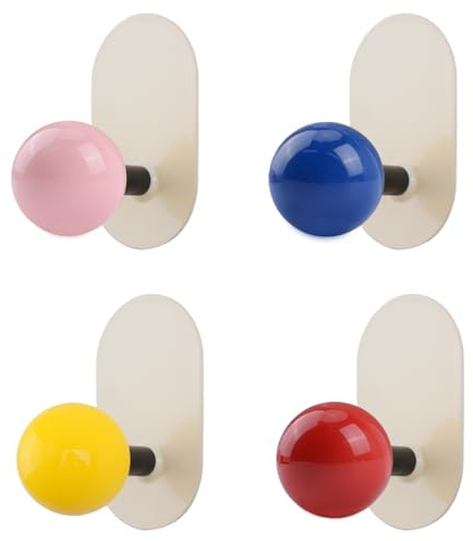MOROBOR Oval Self Adhesive Hooks, 4pcs Metal Wall Hooks Kids Coat Hooks Waterproof Wall Hook Clothes Bag Key Hanger Hook for Home Bathroom Kitchen