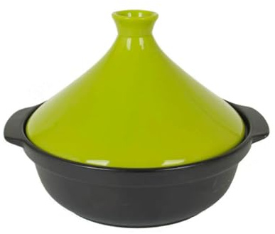 Moroccan Tagine Cooking Pot Cast Iron Enamel Stew Casserole Slow Cooker With Anti-Scalding Handles(Color:Green)