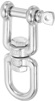 sourcing map Gancho giratorio doble M10 resistente, acero inoxidable 304 con extremo de ojo x mandíbula, anillo de grillete giratorio, carga de 600 kg para colgar
