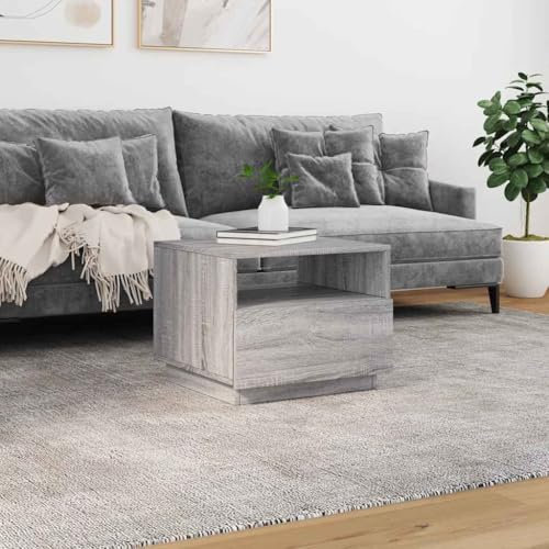 HEFZGDB Couchtisch mit LED-Leuchten Grau Sonoma 50x49x40 cm Orta Sehpa Oturma Odasi Stubentisch Couch Tisch Wohnzimmer Beistelltisch Klein für Innenhof Balkon Tagungsraum Wohnzimmer