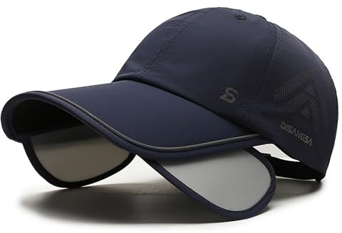 TAGVO Gorra de Béisbol con Visera Retráctil, Gorra Deportiva Transpirable de Secado Rápido, Protección Solar UPF 50+ para Hombres y Mujeres