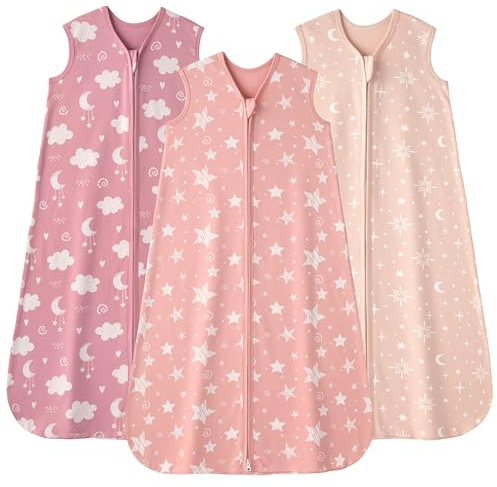 FIEMOL Baby Schlafsack 0.5 Tog Baby Wearable Blankets Baumwolle, 3 Pack Sommer atmungsaktiv Schlafsack für Neugeborene Kleinkind