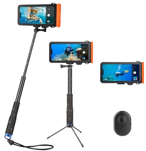 Waterproof Selfie Stick with Phone Case - Professional Underwater Touchscreen Case, Universal Bluetooth Selfie Stick for All Phones, Perfect for Snorkeling, Swimming & Travel