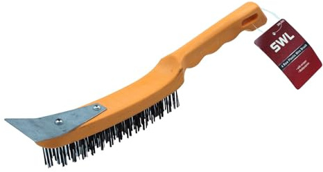 SWL 4 Row Plastic Wire Brush | Durable Cleaning Tool for Rust Removal, Metal, Wood, and Surface Prep | Heavy Duty Stiff Plastic Bristles for Precision Cleaning