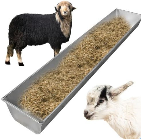 Futtertrog aus Edelstahl, robust, großes Fassungsvermögen, für Ziegen, Schafe, Geflügel, Alpakas und Kälber