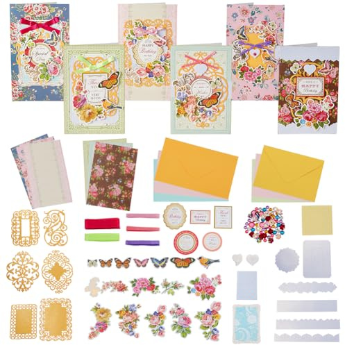AHANDMAKER Bastelsets Für Handgemachte Grußkarten DIY Dankeskarten Set Blumenpapier Umschläge Karten Aufkleber Für Weihnachten Muttertag Geburtstagsgeschenke