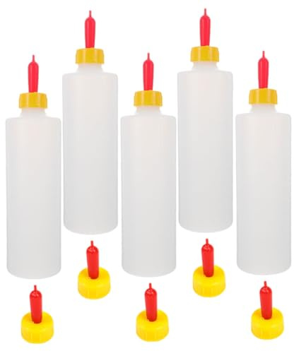 Abaodam 5 Juegos de Biberones para Cabras Bebés y Corderos con Chupetes, Capacidad 400ml, Material Pvc, Alimentación Segura y Conveniente para Granjas